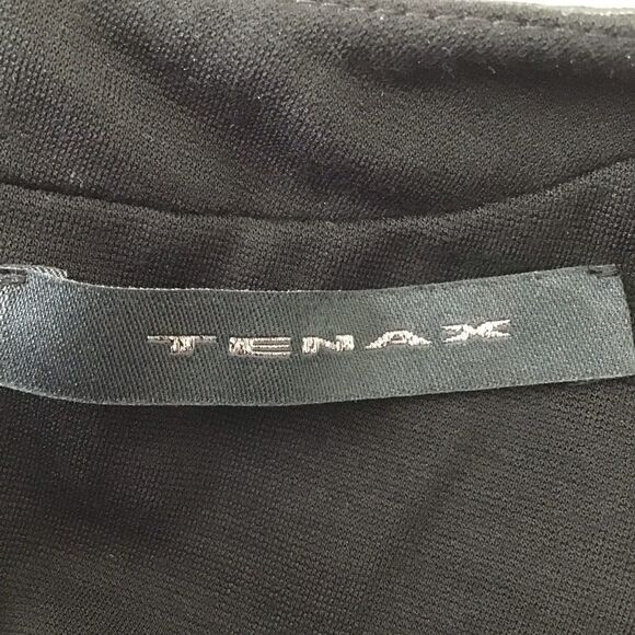 Tenax pleated BLACK ECRU classic retro dress sleeveless round neck stretchy 42 - Picture 4 of 15